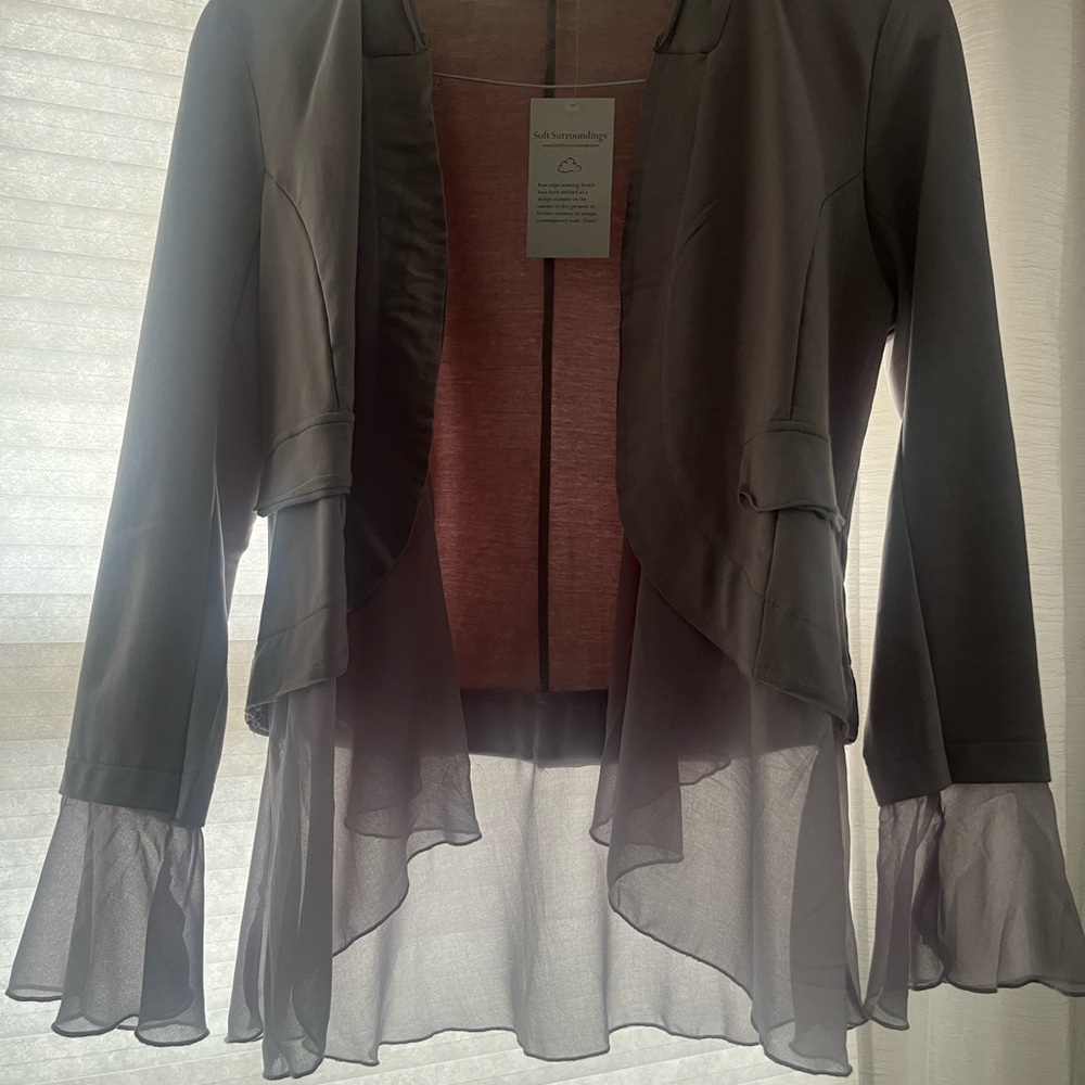 Soft Surroundings Gray Sheer Blazer